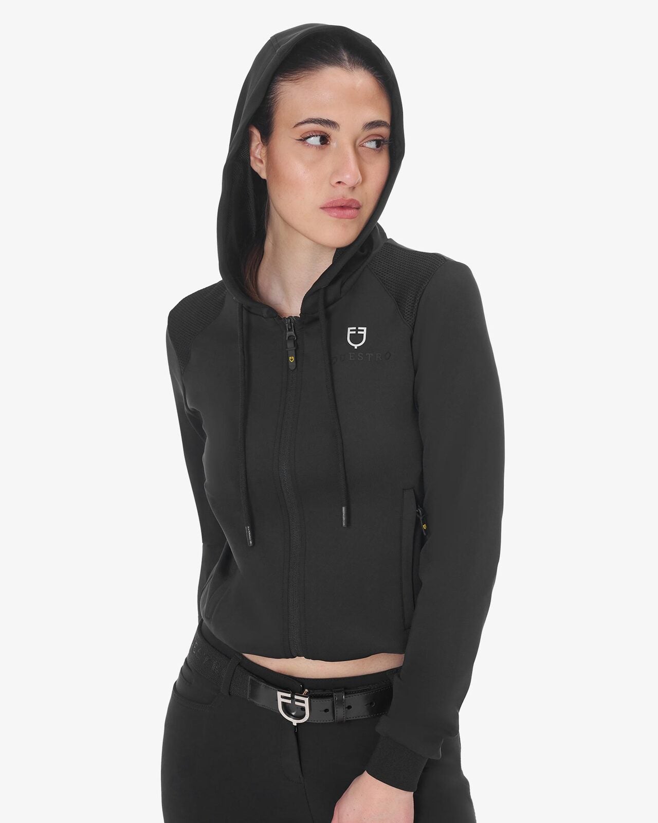Equestro Hættetrøje Dame Cropped Hoodie Black