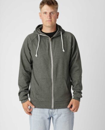 Basic Zip Hoodie Meleret Grøn