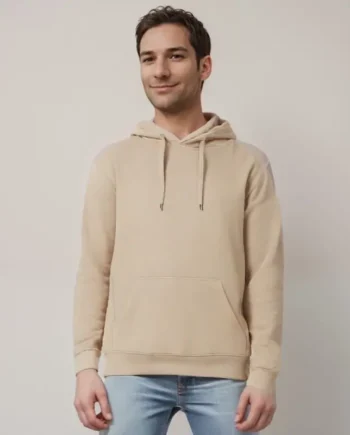 Hoodie Sandfarvet Til Mænd Lækker Kvalitet