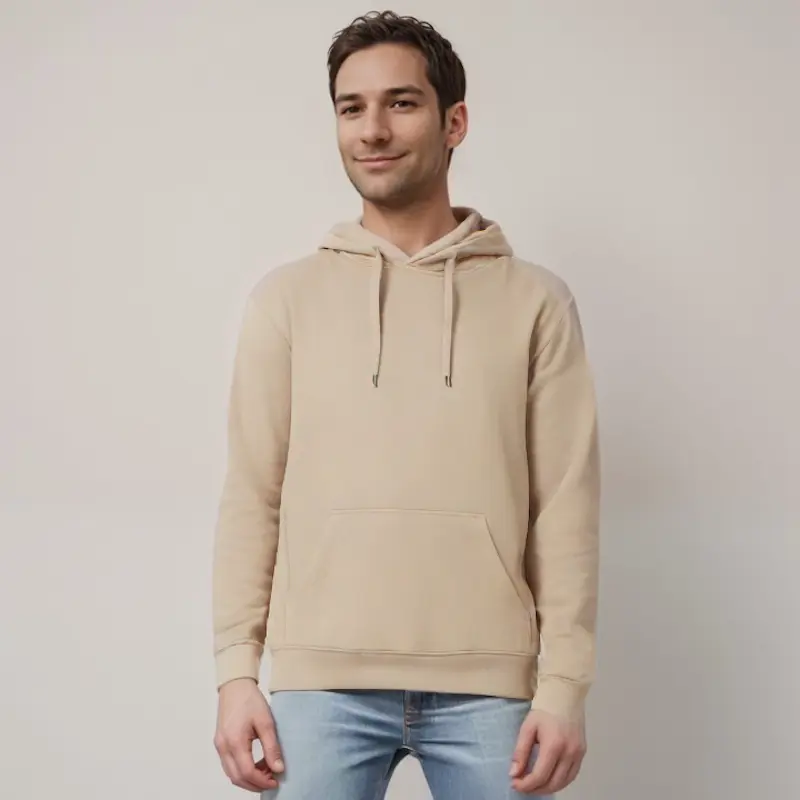 Hoodie Sandfarvet Til Mænd Lækker Kvalitet