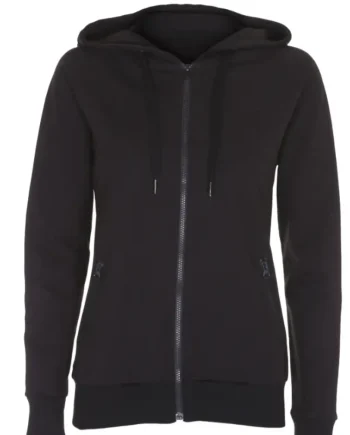 Lady Sport Hooded Zip Sort Økologisk Hoodie