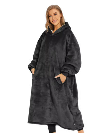 Super Sover Oversized Hoodie Tæppe Mørkegrå