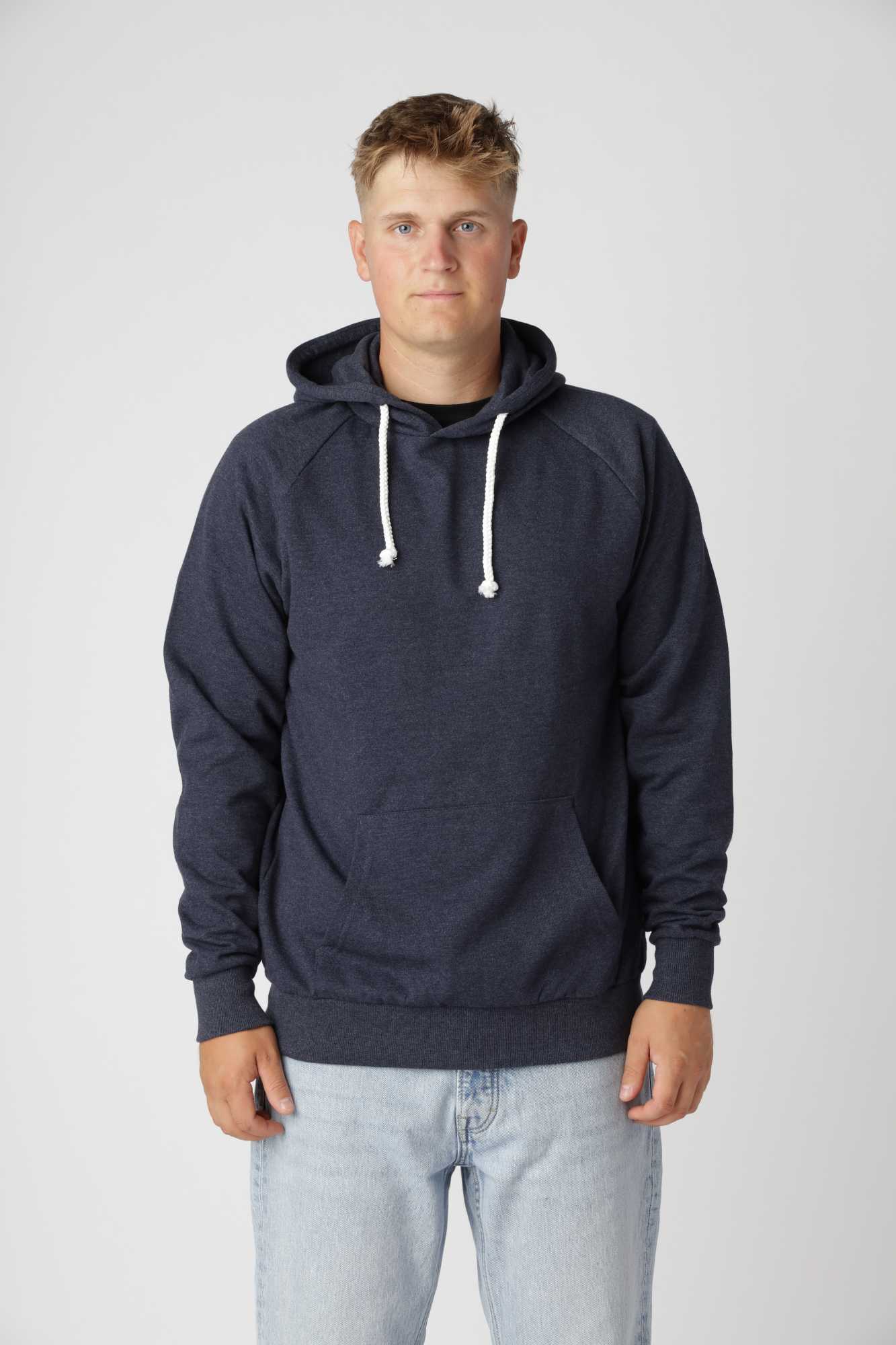 Basic Hoodie Meleret Blå