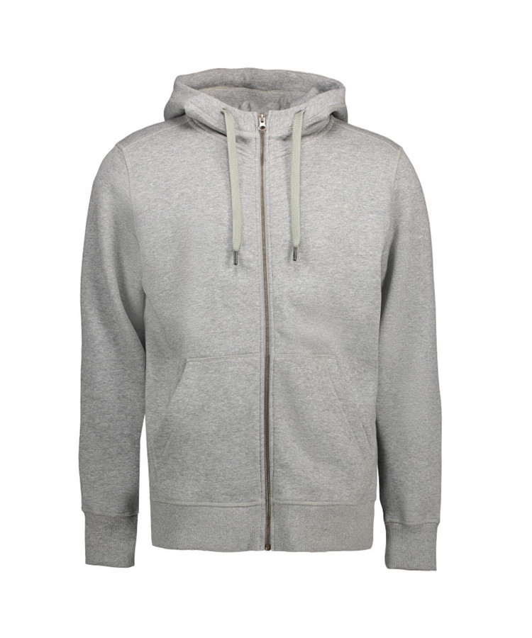 Full Zip Herre Hoodie Grå Melange