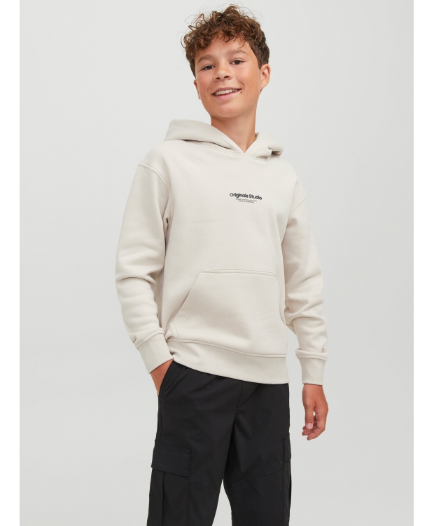 Jack & Jones Junior Hoodie Moonbeam Med Tekst Print Til Drenge