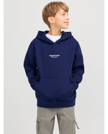 Jack & Jones Junior Hoodie Ocean Navy Med Tekst Print Til Drenge