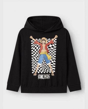 Name Hoodie  One Piece Sort Til Drenge